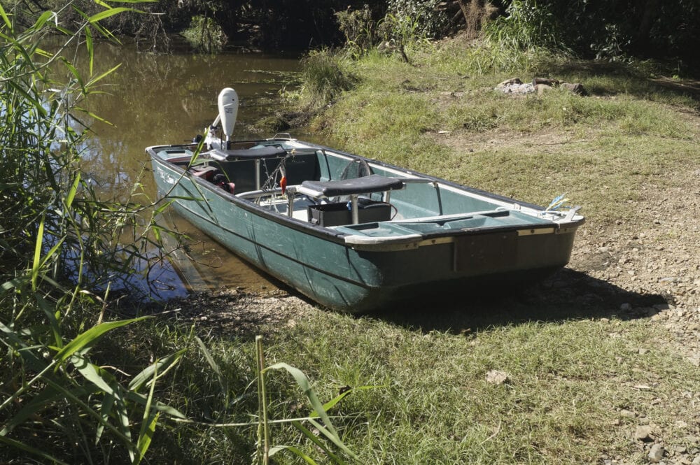 Bank launches are a piece of cake with the Crawdad. A simple kayak trolley does the trick.