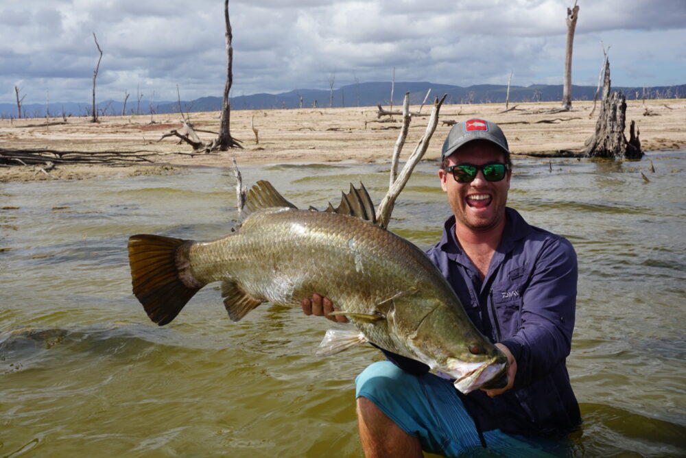 Dylan with a solid 96cm fish caught working a point in Proserpine.