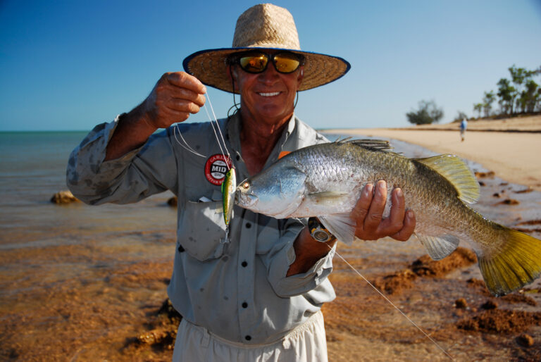 Back in Queensland following the sale of Reidy’s Lures, Jeff scored this lovely salty barra off the beach south of Weipa on one of his favourite lures, a Reidy’s J walker.