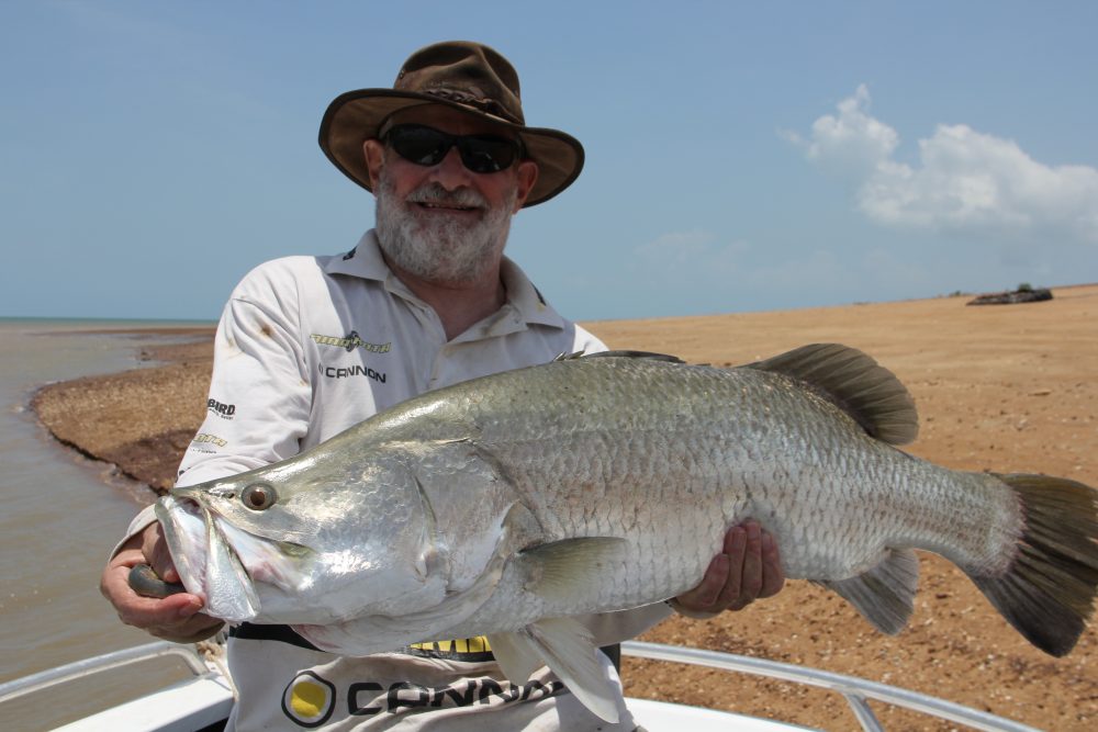 Tony Errity with a magnificent barra just one cm short of the magic metre mark!