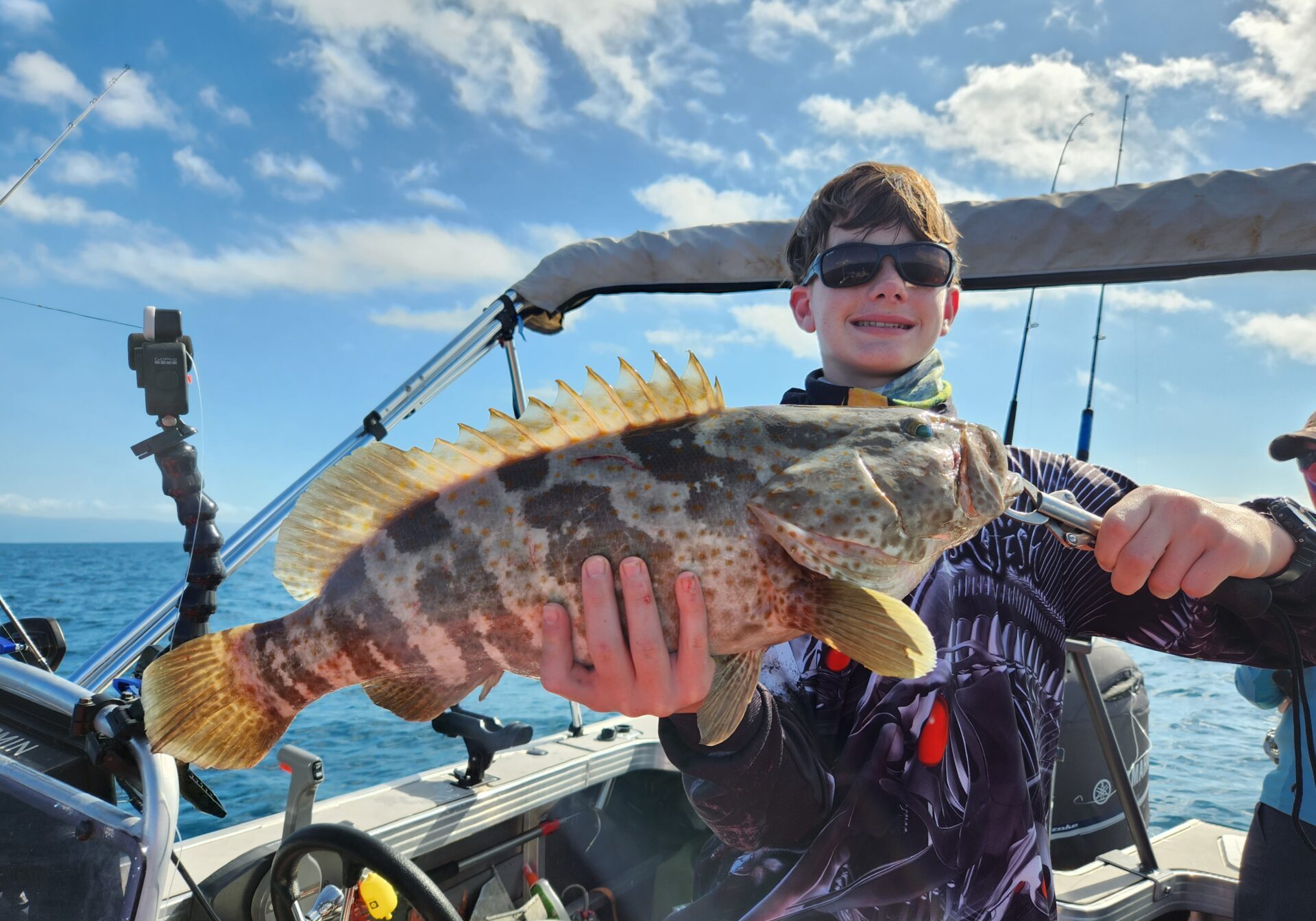 The bottom fishing never really fired. Ethan did well to land this gold spot cod from a bit of rubble in 30m.