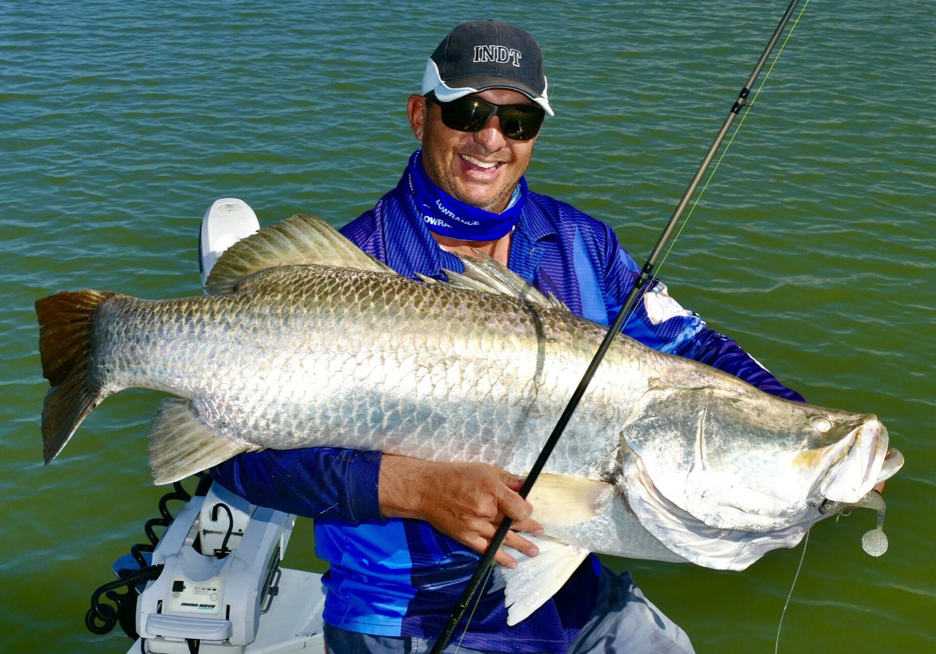 Barra specalist Mick Slade with an impressive 128cm Barra caught in the Fitzroy River.