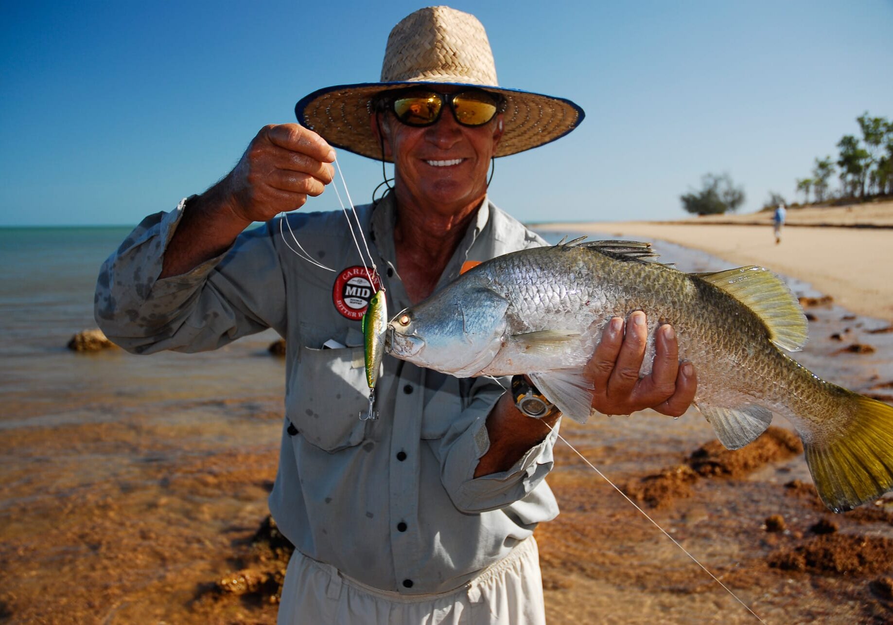 Back in Queensland following the sale of Reidy’s Lures, Jeff scored this lovely salty barra off the beach south of Weipa on one of his favourite lures, a Reidy’s J walker.
