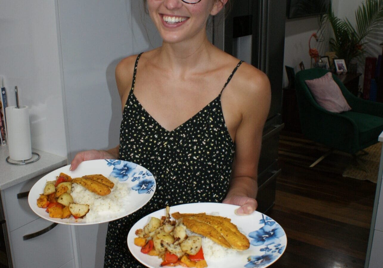 Lydia kept the baked fish warm in the oven for ages while we were held up at the airport, it was still delicious.